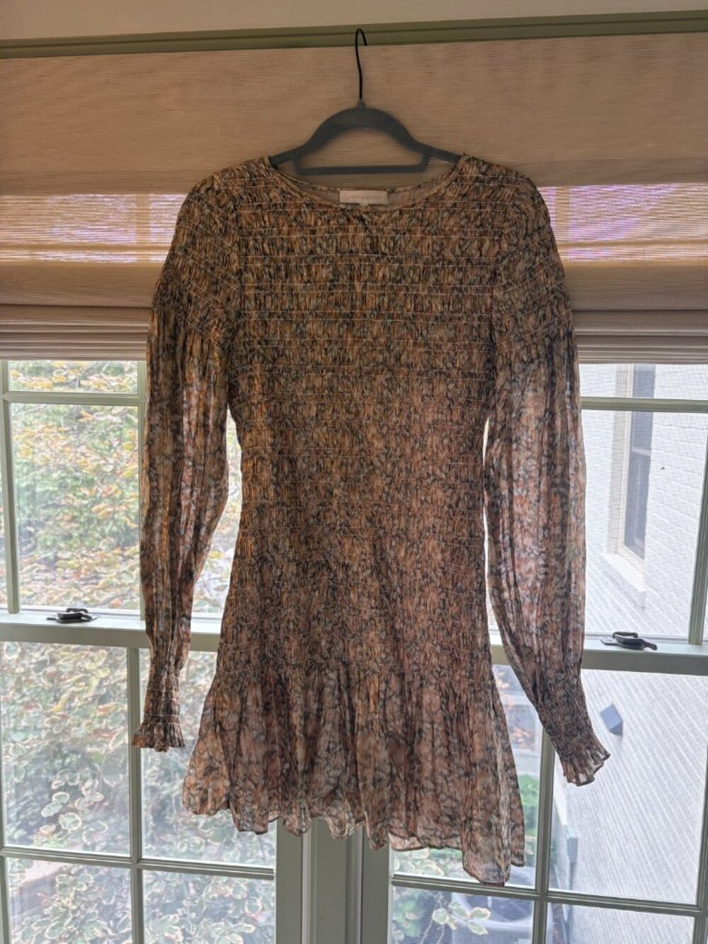 LoveShackFancy Metallic Floral Smocked Mini Dress M